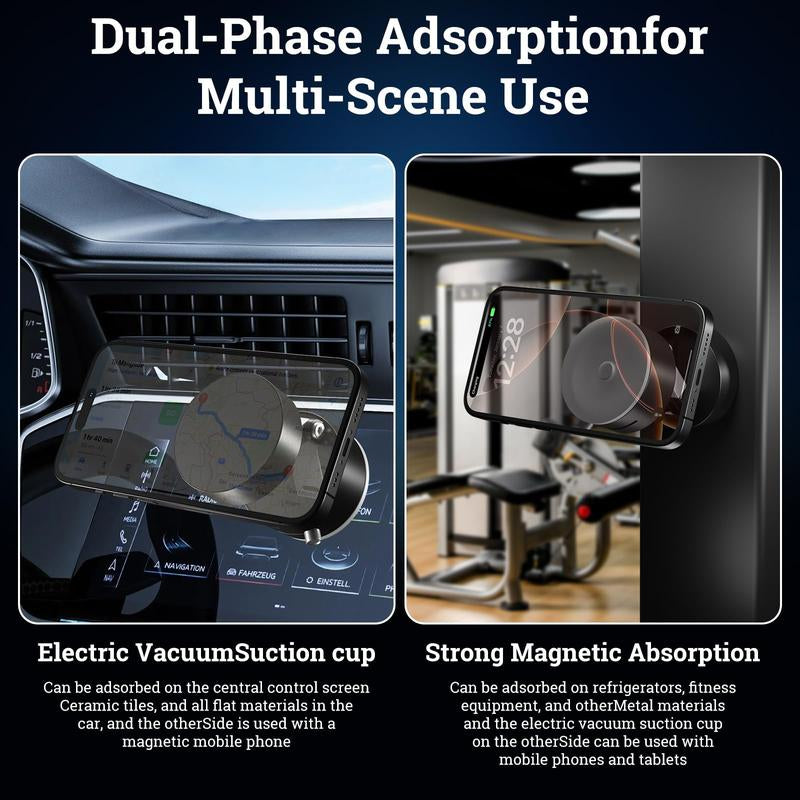 Vacuum Magnetic Phone Holder Stand – Foldable & Retractable Mount with Strong Magnetic Suction, Portable Phone Stand for Car, Mirror, Gym & Multi-Scene Use | Bubble-Free, Spotless Screen Design