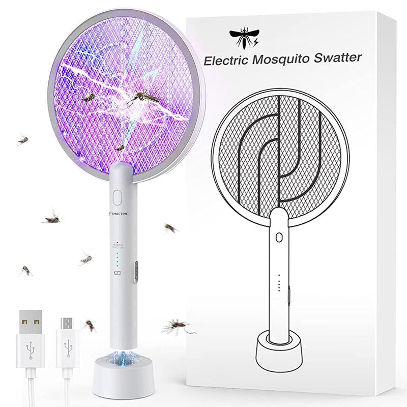 Electric Fly Swatter Rechargeable Bug Zapper 2 in 1 Fly Swatter with 1200Mah Battery for Bedroom, Kitchen, Terrace