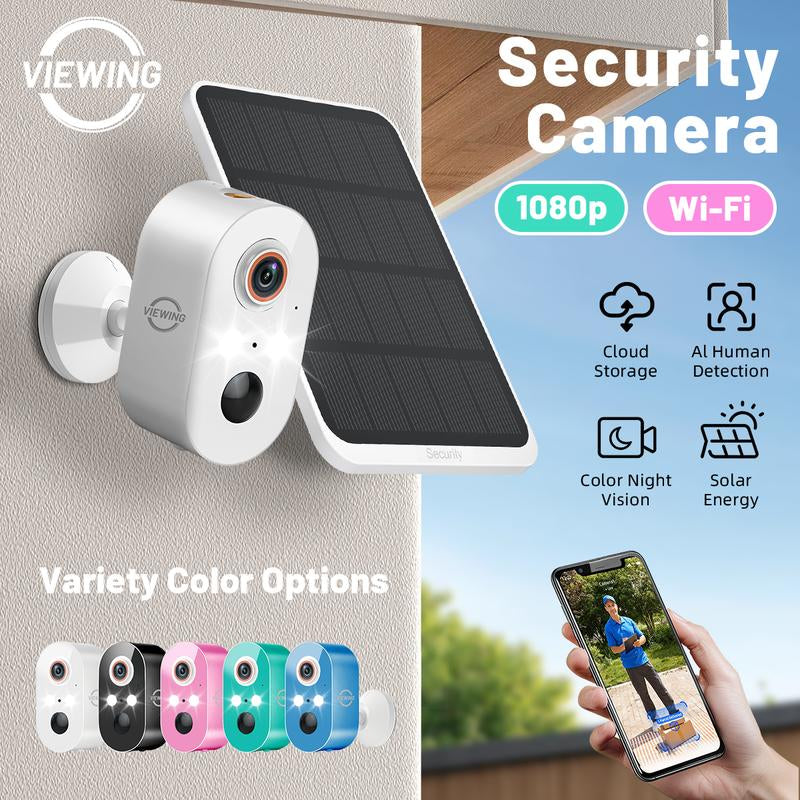Viewing Solar Surveillance Camera 1080P 2K IP65 Weatherproof Mini Camera Wifi Bluetooth Outdoor Nightvision with People and Motion Detection