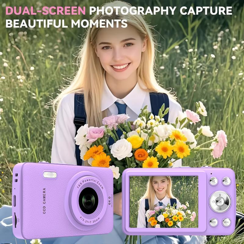 1080P Auto Focus Digital Camera, with 32Gmemory Card, Compact Portable Camera, Point and Shoot Camera, 16Xzoom, Device, Teenagersbeginners, Teen Girl Boy Gift