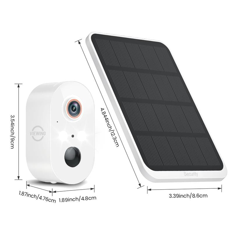 Viewing Solar Surveillance Camera 1080P 2K IP65 Weatherproof Mini Camera Wifi Bluetooth Outdoor Nightvision with People and Motion Detection