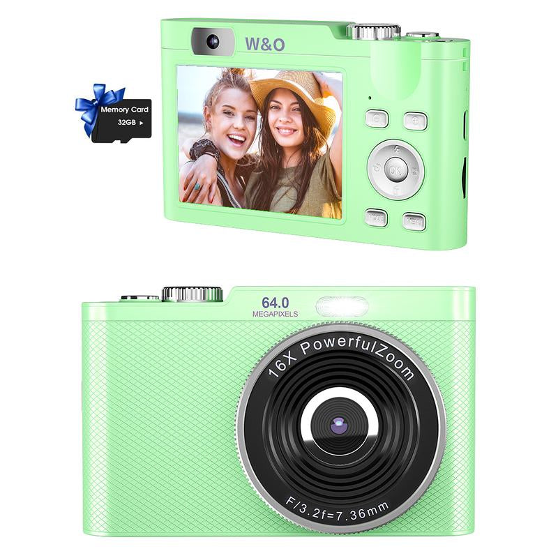 1080P Auto Focus Digital Camera, with 32Gmemory Card, Compact Portable Camera, Point and Shoot Camera, 16Xzoom, Device, Teenagersbeginners, Teen Girl Boy Gift