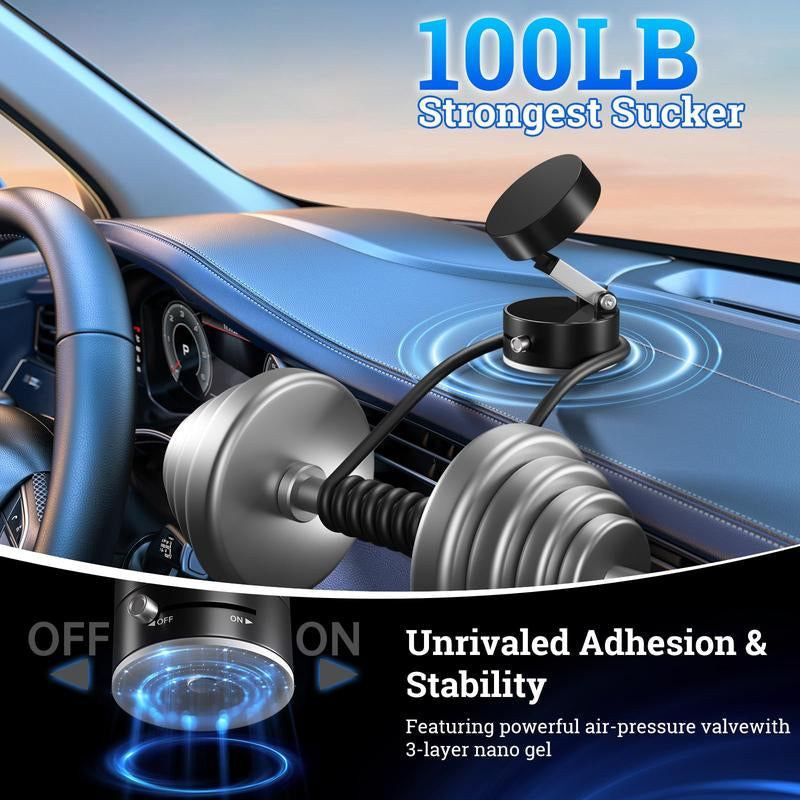 Vacuum Magnetic Phone Holder Stand – Foldable & Retractable Mount with Strong Magnetic Suction, Portable Phone Stand for Car, Mirror, Gym & Multi-Scene Use | Bubble-Free, Spotless Screen Design