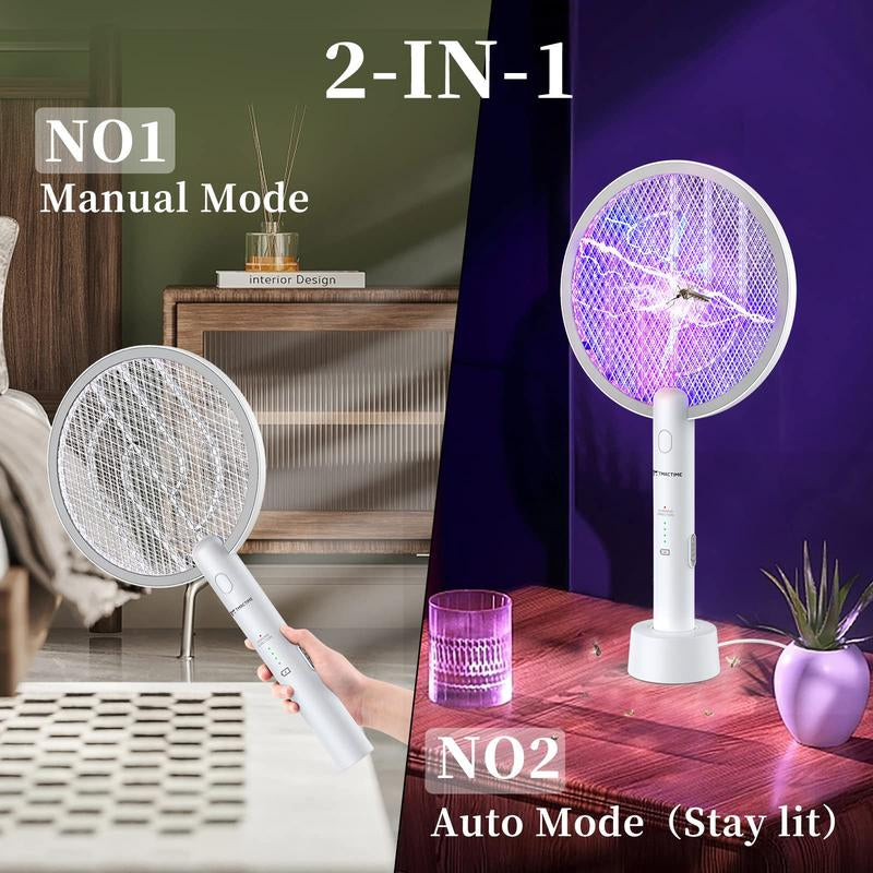 Electric Fly Swatter Rechargeable Bug Zapper 2 in 1 Fly Swatter with 1200Mah Battery for Bedroom, Kitchen, Terrace