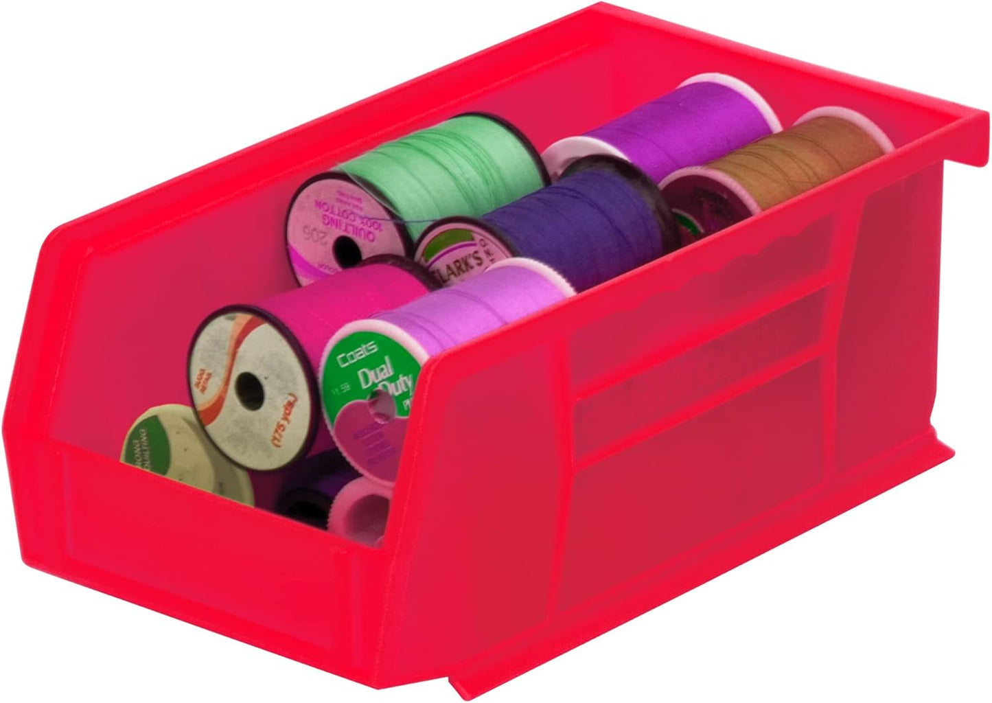 30220 Akrobins Plastic Storage Bins, Space-Saving Stackable Bins for Garage, Pantry, Craft Organization, 7-Inch X 4-Inch X 3-Inch, Red, 24-Pack