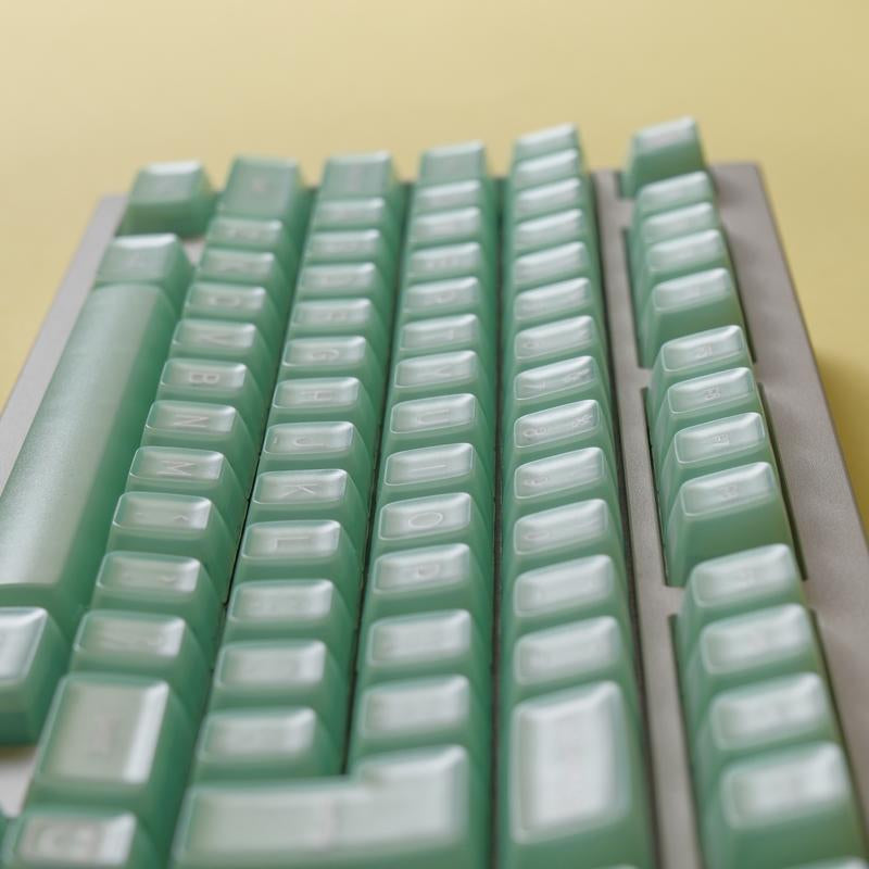 ULTRAEQUIP White Jade Keycaps 160 Keys Double Shot PBT Keycaps RSA Profile Translucent Shine through Keycaps Custom Keycap Set with Split/ 7U Spacebar for Alice/ 61/64/68/84/87/100/104/108 Mechanical Keyboard