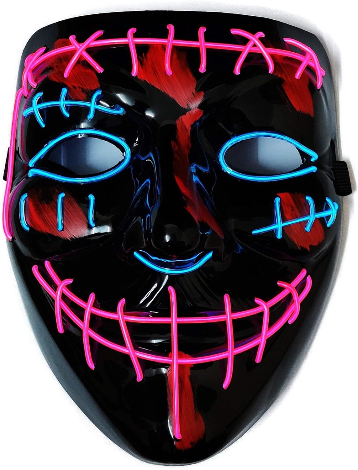 Double Color Led - Halloween Led Mask - Led Face Mask - Led Purge Mask (Pink - Ice Blue - New)