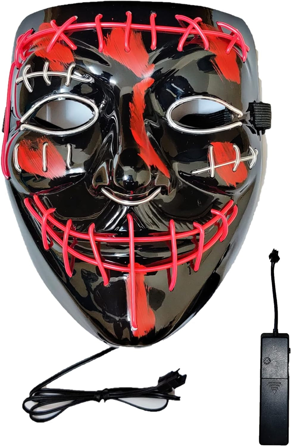 Double Color Led - Halloween Led Mask - Led Face Mask - Led Purge Mask (Pink - Ice Blue - New)
