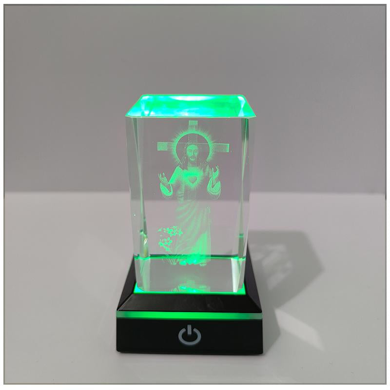 Cross Jesus Night Light Rectangular Glass with Multiple Adjustable Lighting Modes,May the Lord Watch over Your Darkness