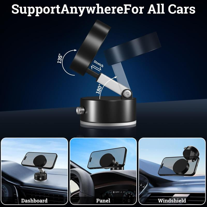 Vacuum Magnetic Phone Holder Stand – Foldable & Retractable Mount with Strong Magnetic Suction, Portable Phone Stand for Car, Mirror, Gym & Multi-Scene Use | Bubble-Free, Spotless Screen Design
