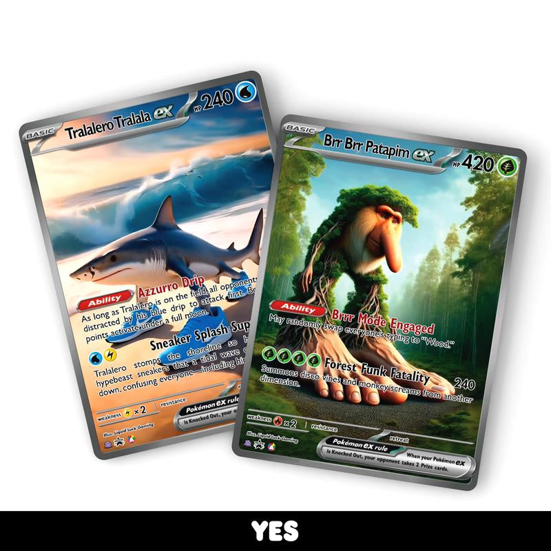 Italian Brainrot Pokemon - Custom Holographic Fan-Art Cards - Hilarious Affordable Gift for Meme & Pokemon Fans