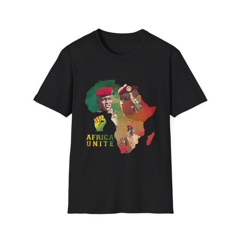 Africa Unite Unisex T-Shirt Featuring Support for President Ibrahim Traore and Pan-African Unity Movement