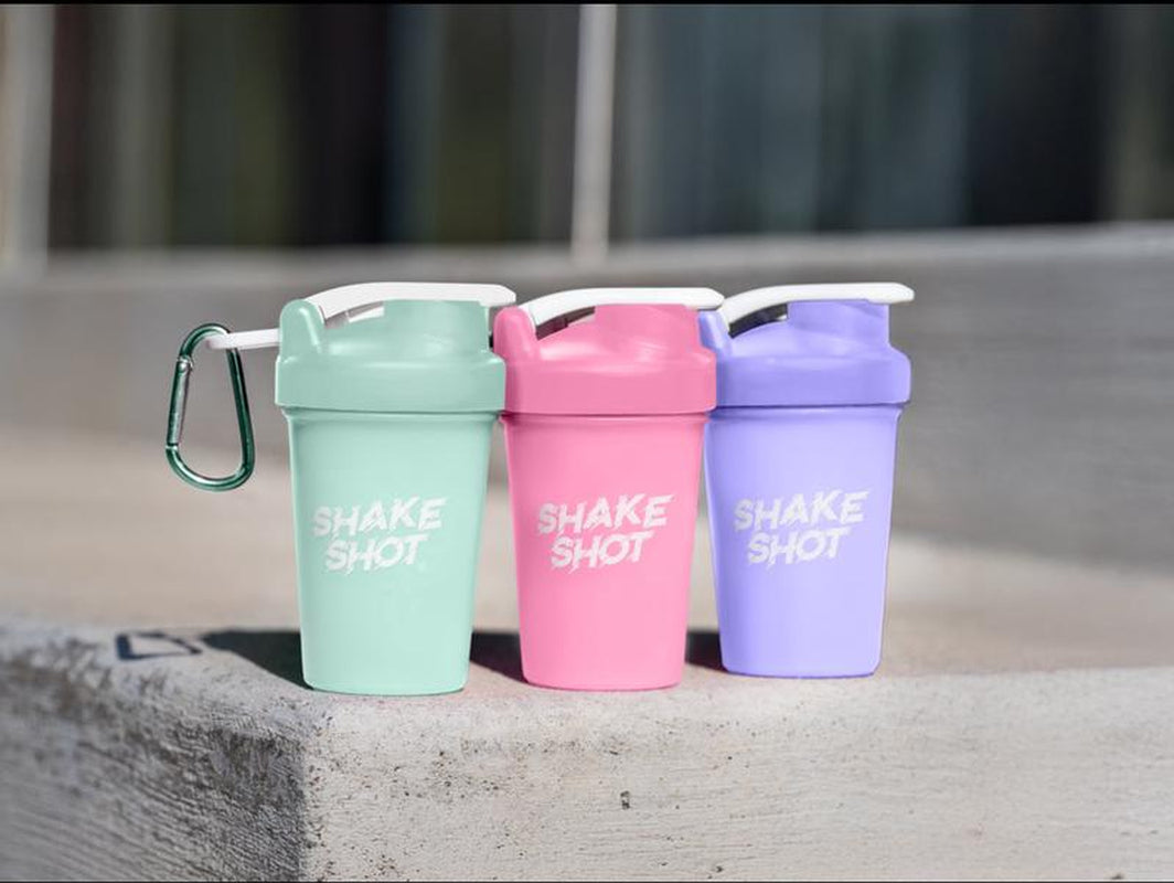 Shake Shot Variety Packs 4 Oz Mini Pre-Workout & Supplement Bottle with Clip & Shaker Ball