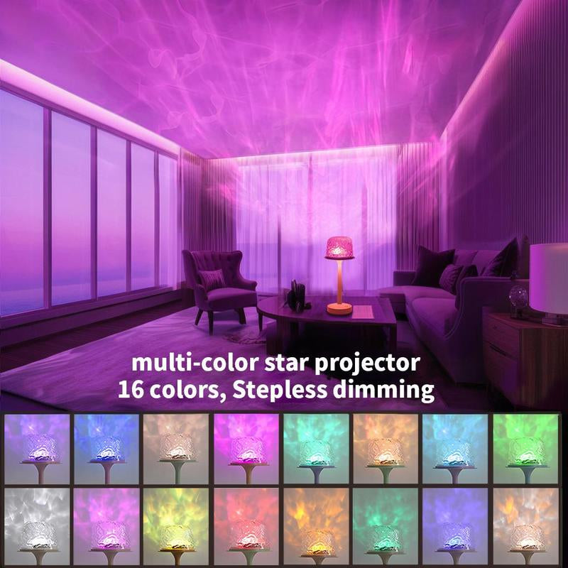 Water Ripple Design Table Lamp, USB Rechargeable Portable Night Light, LED Ambient Light with Remote Control, Suitable for Bedroom, Living Room, Study, Home