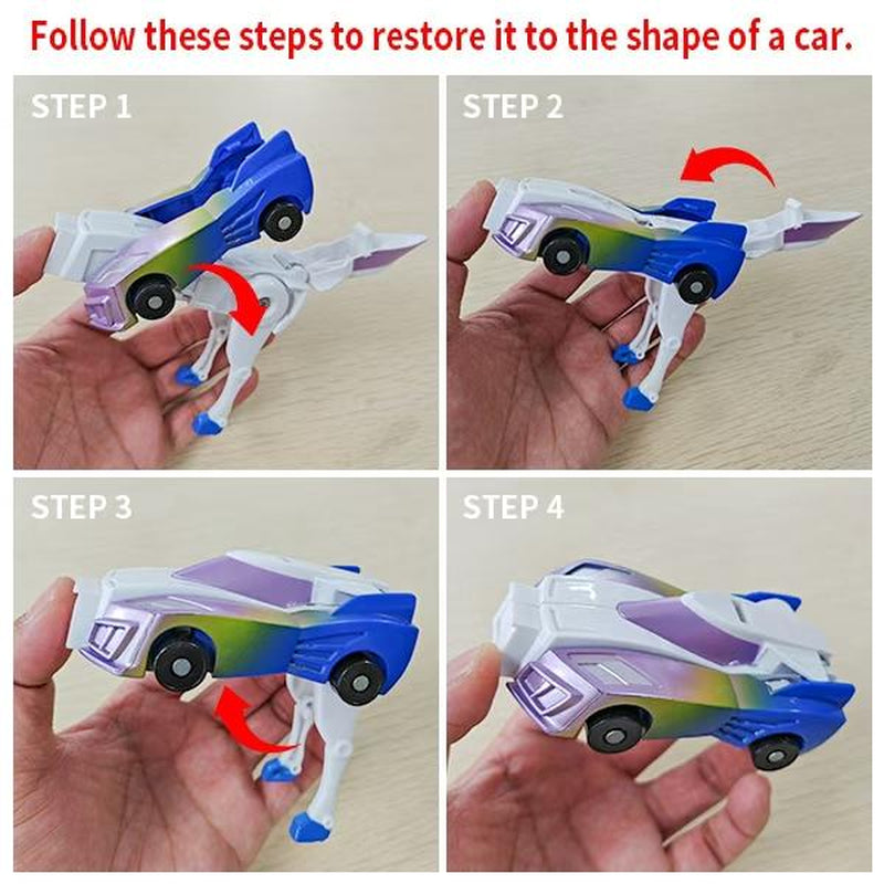 Transform Car Toys into Magical Flying Dinosaur and Unicorns!2Pcs Transforming Car-Robot for Kids, Automatic Deformation of Magnetic Connections. Cars Kids