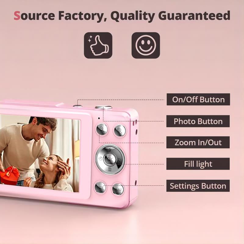 1080P Auto Focus Digital Camera, with 32Gmemory Card, Compact Portable Camera, Point and Shoot Camera, 16Xzoom, Device, Teenagersbeginners, Teen Girl Boy Gift