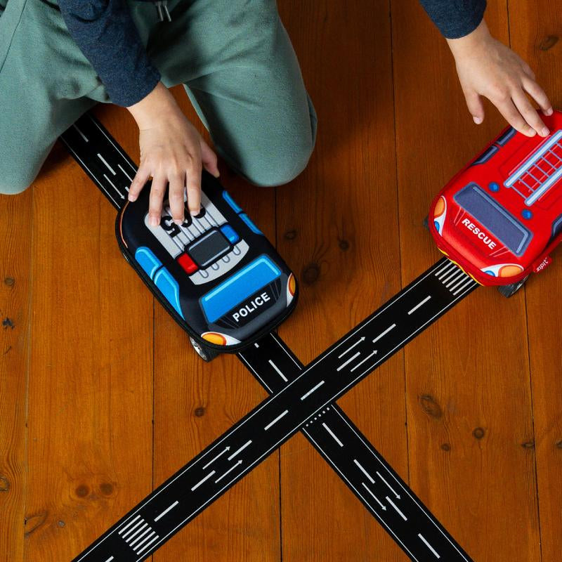 ZIPIT Truck Box - Cute Fire Truck & Police Car Design for Kids, Four Spinning Wheels, High-Quality Durable Storage