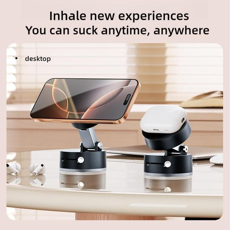 Vacuum Magnetic Phone Holder Stand – Foldable & Retractable Mount with Strong Magnetic Suction, Portable Phone Stand for Car, Mirror, Gym & Multi-Scene Use | Bubble-Free, Spotless Screen Design