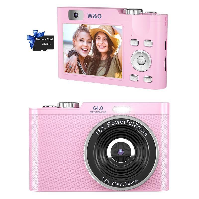 1080P Auto Focus Digital Camera, with 32Gmemory Card, Compact Portable Camera, Point and Shoot Camera, 16Xzoom, Device, Teenagersbeginners, Teen Girl Boy Gift