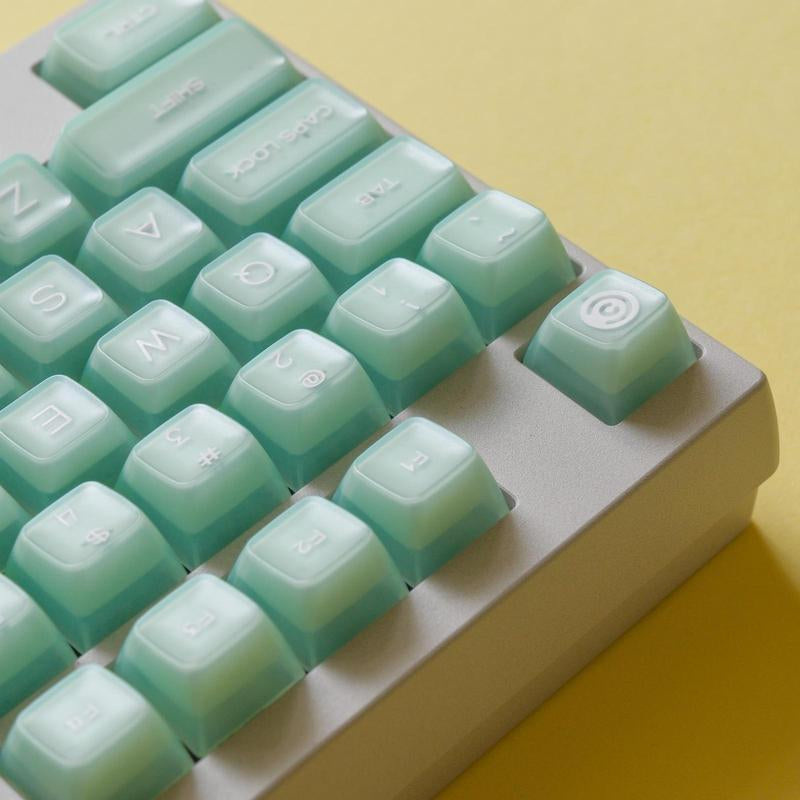 ULTRAEQUIP White Jade Keycaps 160 Keys Double Shot PBT Keycaps RSA Profile Translucent Shine through Keycaps Custom Keycap Set with Split/ 7U Spacebar for Alice/ 61/64/68/84/87/100/104/108 Mechanical Keyboard