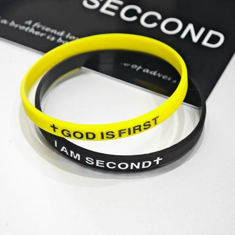 2-Packs-God IS FIRST BRACELET I AM SECOND Motivational Message Man BRACELET Thin Style Religious Easter Gifts Springtok
