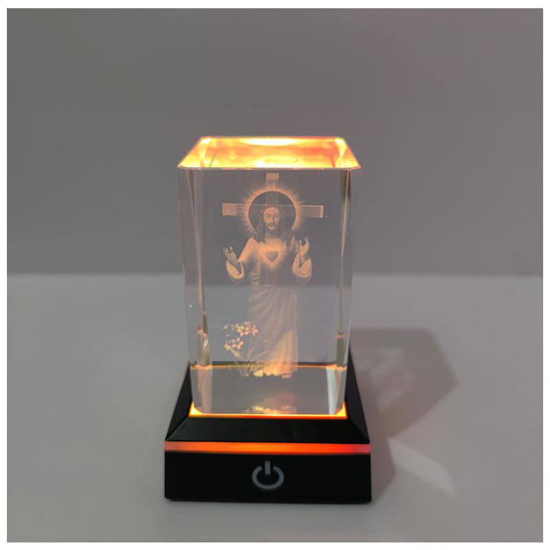 Cross Jesus Night Light Rectangular Glass with Multiple Adjustable Lighting Modes,May the Lord Watch over Your Darkness