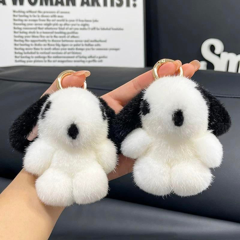 Puffy Shop Handmade Plush Cute Puppy Bag Charm Pendant Keychain Charms Soft Holiday Gift Handmade Pom Pom Keychain