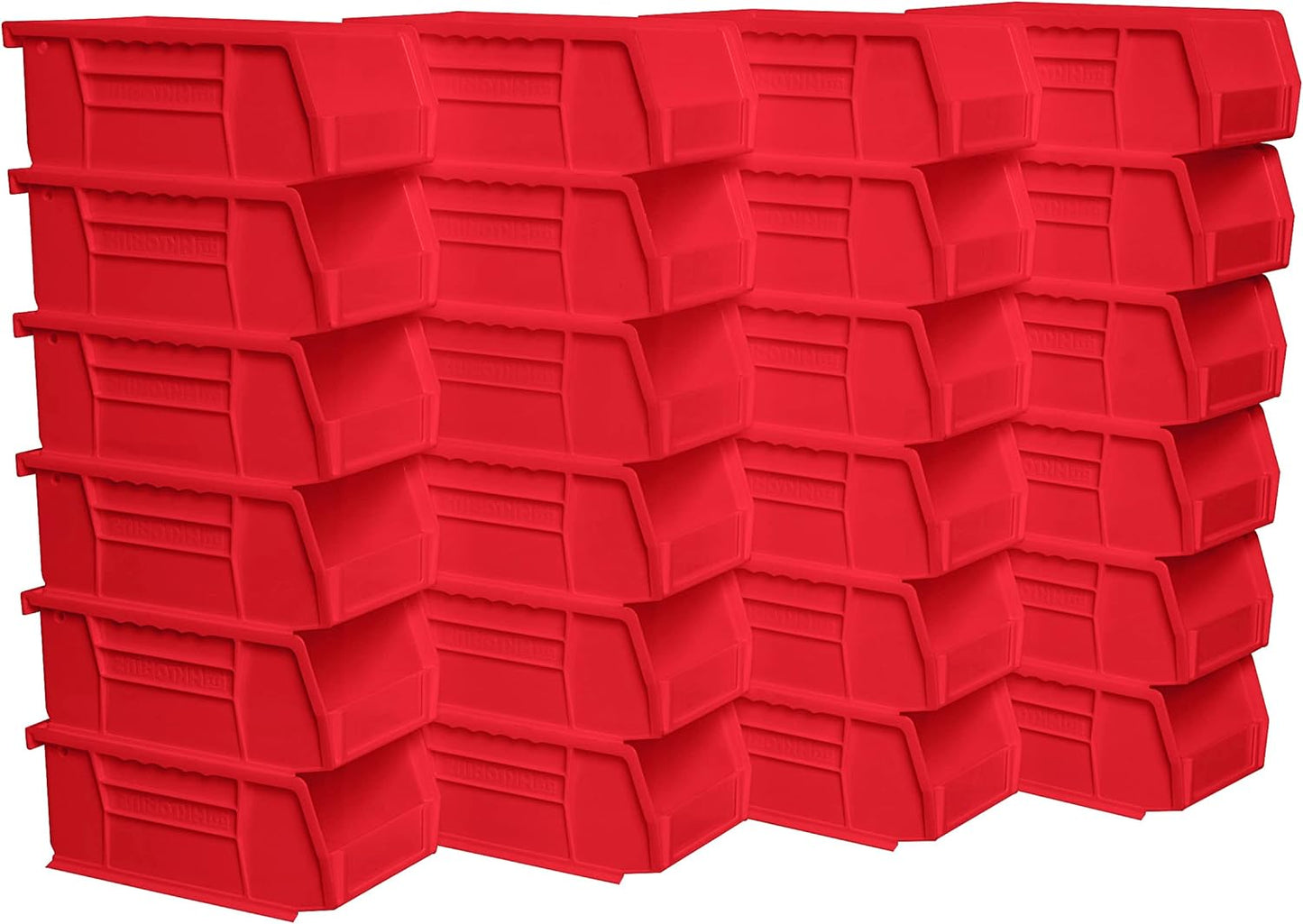 30220 Akrobins Plastic Storage Bins, Space-Saving Stackable Bins for Garage, Pantry, Craft Organization, 7-Inch X 4-Inch X 3-Inch, Red, 24-Pack