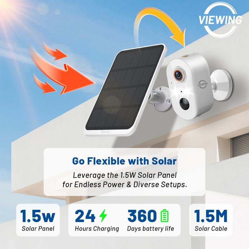 Viewing Solar Surveillance Camera 1080P 2K IP65 Weatherproof Mini Camera Wifi Bluetooth Outdoor Nightvision with People and Motion Detection