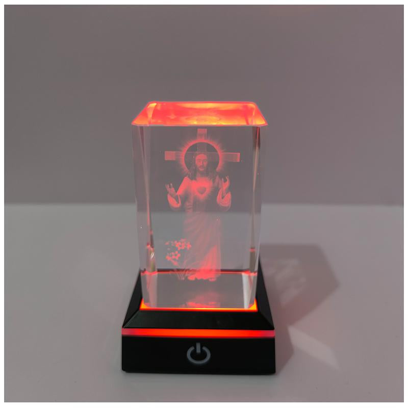 Cross Jesus Night Light Rectangular Glass with Multiple Adjustable Lighting Modes,May the Lord Watch over Your Darkness