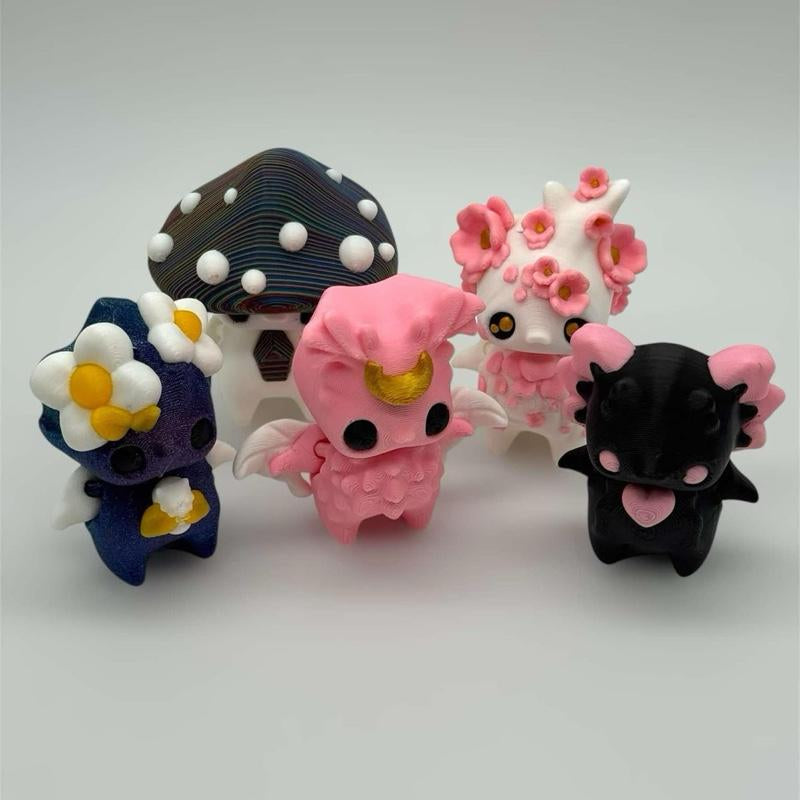 Pixie Buddies 3D Printed Collectable Figure Spring Fairies Moth Cherry Blossom - White & Pink Designs with Floral Accents