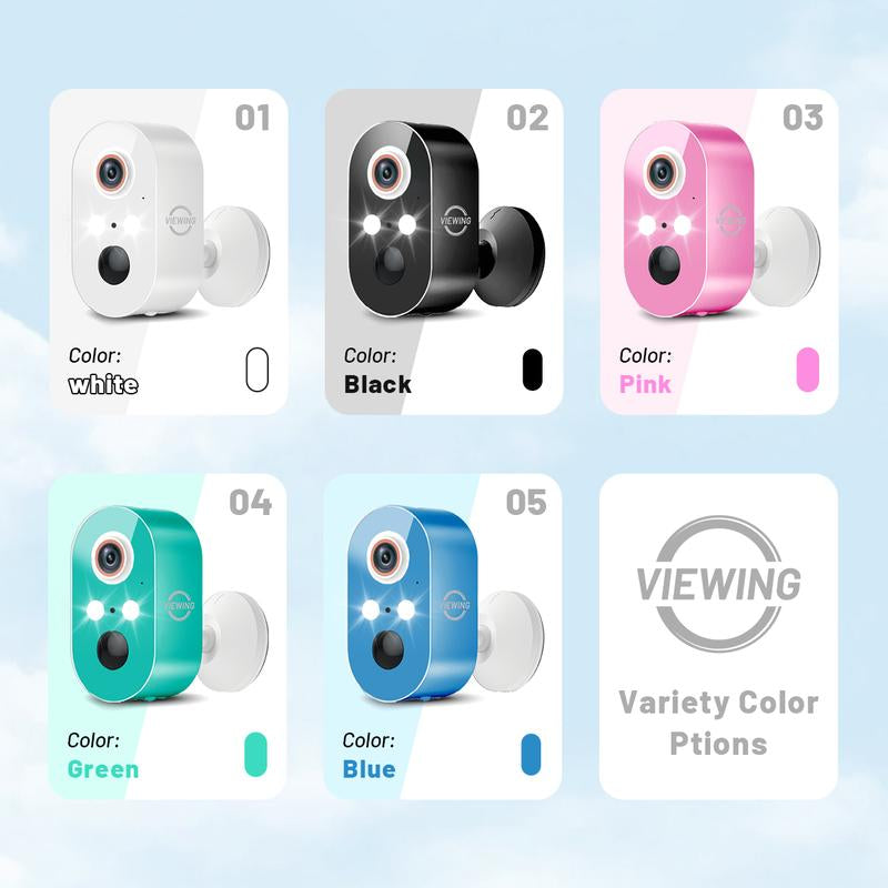 Viewing Solar Surveillance Camera 1080P 2K IP65 Weatherproof Mini Camera Wifi Bluetooth Outdoor Nightvision with People and Motion Detection