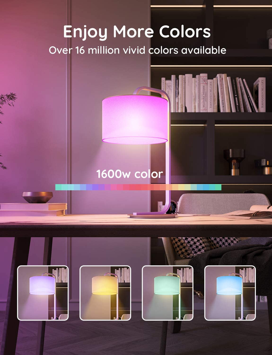 Smart Light Bulbs - Dimmable RGBWW Color Changing, Works with Alexa & Google Assistant, No Hub Required, 9W 60W Equivalent A19 LED for Bedroom Living Room (4 Pack)
