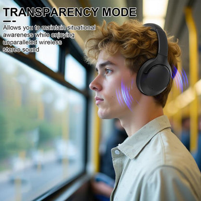 T-Fun NC50 Hybrid ANC Wireless Headphones, Built-In Mic, Low Latency,Be Aware of Safety Mode,Custom EQ, Over-Ear, Android/Iphone