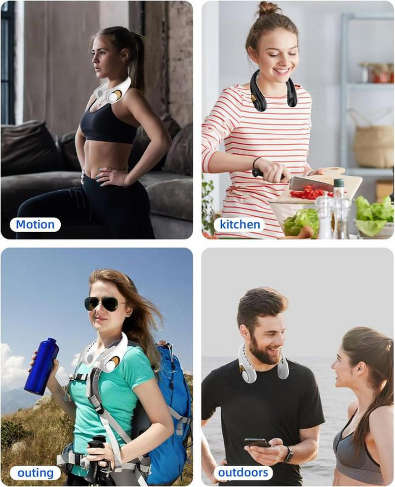 Portable Neck Fan, 5200Mah Rechargeable, 4H Use, Hands-Free Bladeless, 3 Speeds, for Travel, Sports, Office, Gift for Women Men,