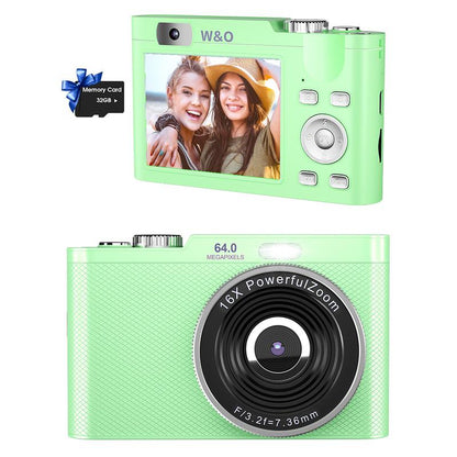 1080P Auto Focus Digital Camera, with 32Gmemory Card, Compact Portable Camera, Point and Shoot Camera, 16Xzoom, Device, Teenagersbeginners, Teen Girl Boy Gift