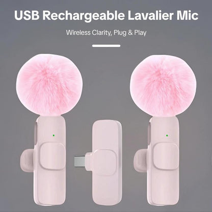 Wireless Lavalier Microphone for Iphone/Smartphone, 2 Mini Lapel Microphones with Clearer Audio for Video Recording, Interview, Vlog，Noise Reduction Device Noise Cancellation Stereo Wireless Lavalier Vlogging Tools Handheld Mic Microfono Minimic