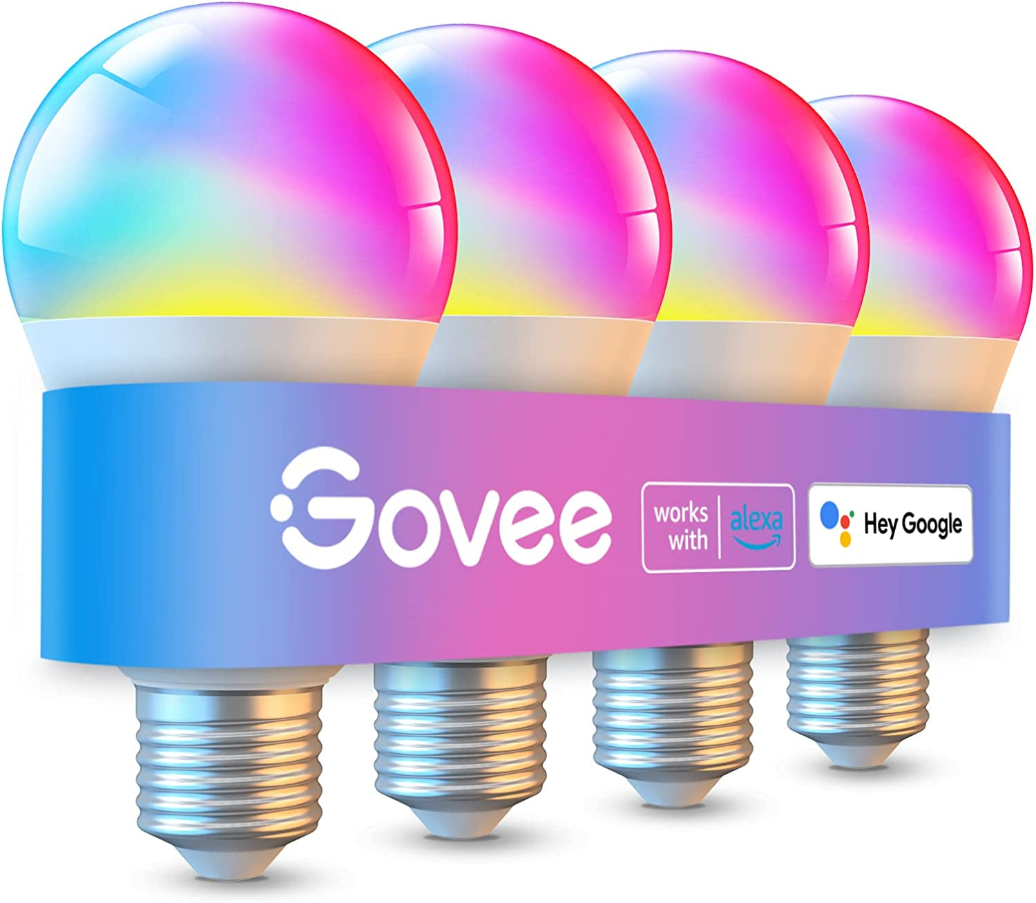 Smart Light Bulbs - Dimmable RGBWW Color Changing, Works with Alexa & Google Assistant, No Hub Required, 9W 60W Equivalent A19 LED for Bedroom Living Room (4 Pack)