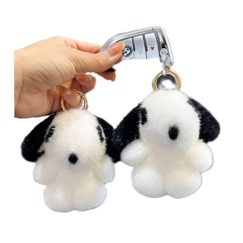 Puffy Shop Handmade Plush Cute Puppy Bag Charm Pendant Keychain Charms Soft Holiday Gift Handmade Pom Pom Keychain