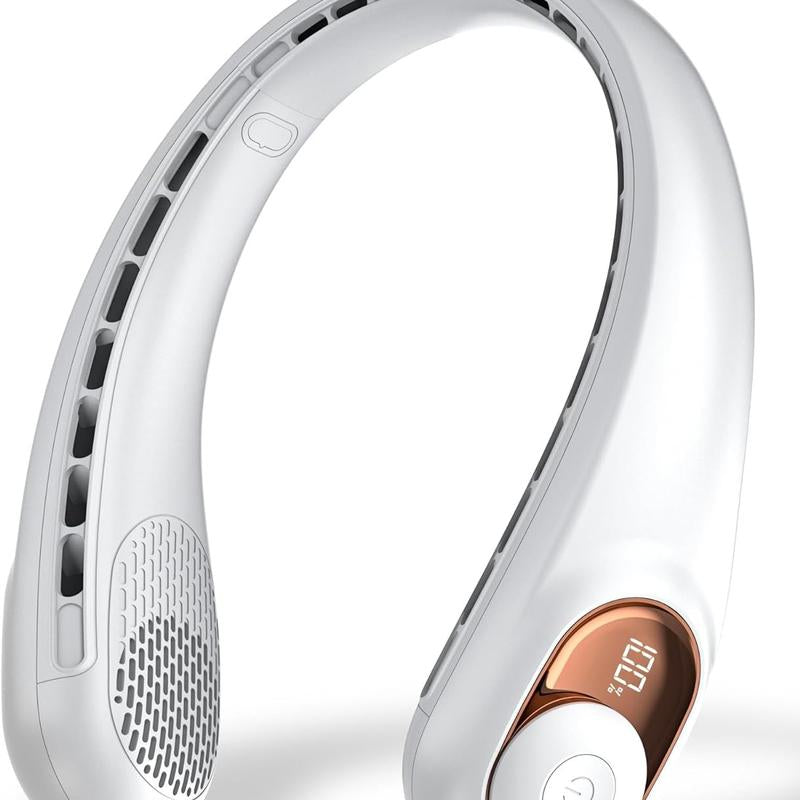 Portable Neck Fan, 5200Mah Rechargeable, 4H Use, Hands-Free Bladeless, 3 Speeds, for Travel, Sports, Office, Gift for Women Men,
