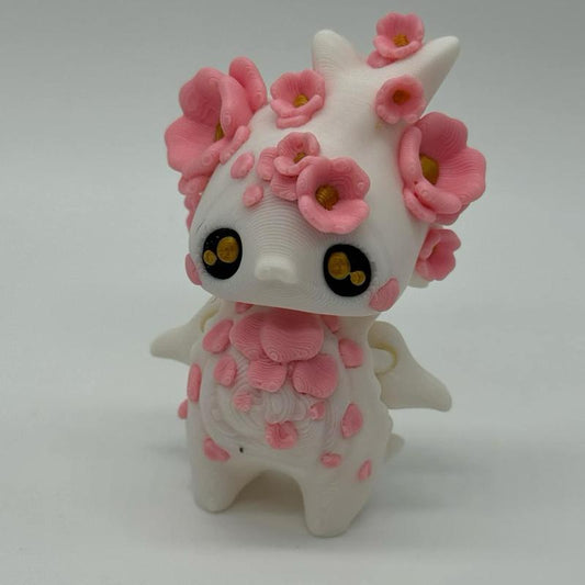 Pixie Buddies 3D Printed Collectable Figure Spring Fairies Moth Cherry Blossom - White & Pink Designs with Floral Accents