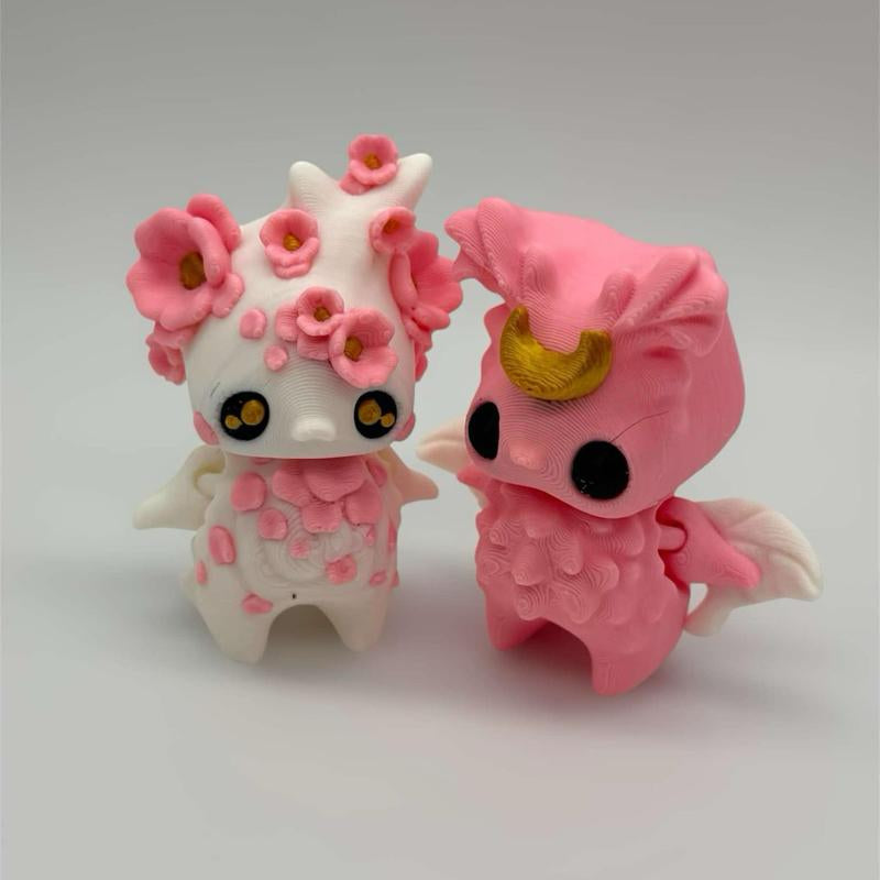 Pixie Buddies 3D Printed Collectable Figure Spring Fairies Moth Cherry Blossom - White & Pink Designs with Floral Accents