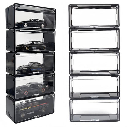 Super Mini Wheels 1:64 Display Case 5-Pack Clip on Storage Box for 1/64 Cars