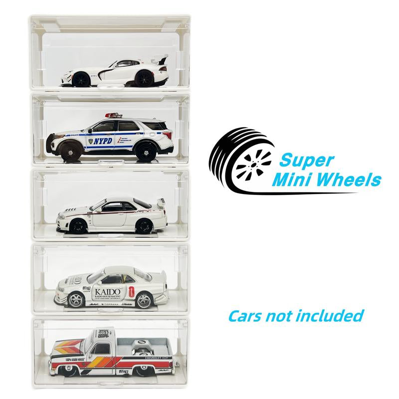 Super Mini Wheels 1:64 Display Case 5-Pack Clip on Storage Box for 1/64 Cars