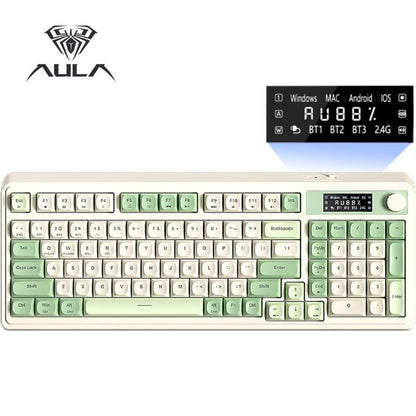 AULA S99 Key Keyboard, Tri-Mode Bluetooth/2.4Ghz/Usb-C Cute Creamy Gaming Keyboard with Number Pad RGB Backlit, Media Knob Custom for MAC Xbox PC Gamer Valentine'S Day Gift
