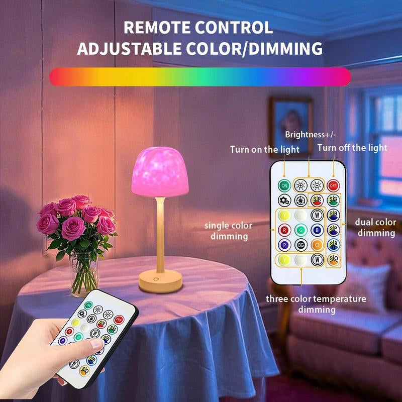 Water Ripple Design Table Lamp, USB Rechargeable Portable Night Light, LED Ambient Light with Remote Control, Suitable for Bedroom, Living Room, Study, Home