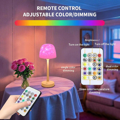 Water Ripple Design Table Lamp, USB Rechargeable Portable Night Light, LED Ambient Light with Remote Control, Suitable for Bedroom, Living Room, Study, Home