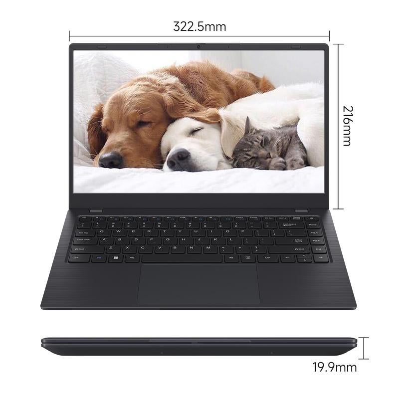 RNRUO 14-Inch Laptop Intel N4000 Dual-Core Processor 8GB RAM 256GB SSD ROM Windows 11 ,Suitable for Student Study ＆ Business Office