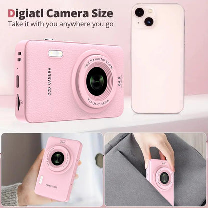 1080P Auto Focus Digital Camera, with 32Gmemory Card, Compact Portable Camera, Point and Shoot Camera, 16Xzoom, Device, Teenagersbeginners, Teen Girl Boy Gift