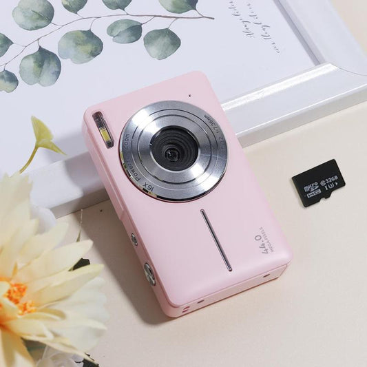 Camkory Digital Camera, Compact Protable Pocket Camera with 32GB SD Card, Self Timer，Anti-Shake, 16X Digital Zoom, FHD 1080P 44MP Point & Shoot Camera Suitable for Daily Photography and Holiday Gift【Light Pink】